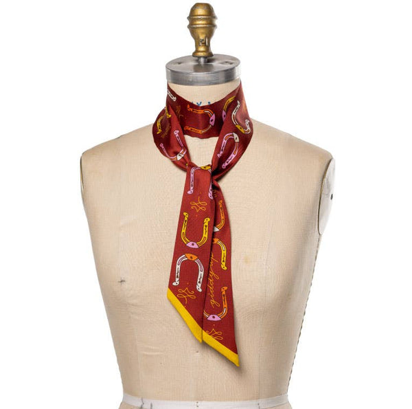 Silk Twilly Scarf - “Giddy Up”- Neck & Hair Scarf