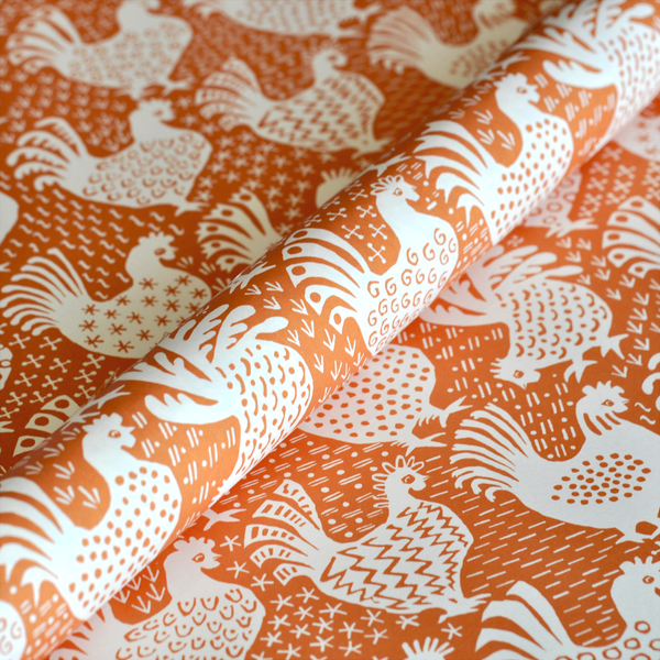 Patterned Paper Hens Cinnamon