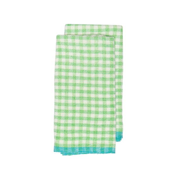 Two-Tone Gingham Lime/Aqua Tea Towel 20x30