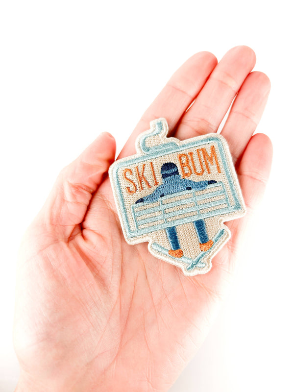 Ski Bum Embroidered Patch Skiing Iron On for Jacket Hat Tote