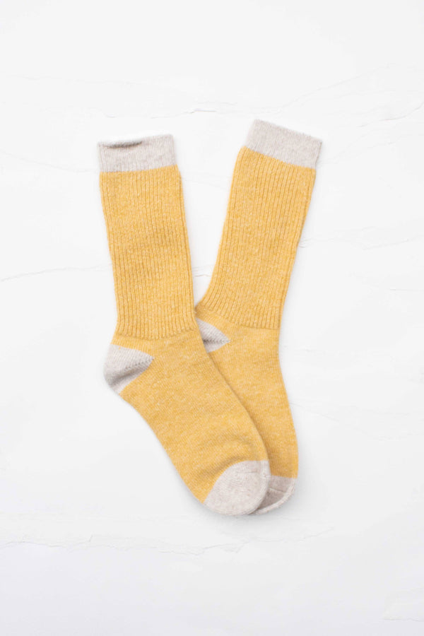 Cozy Two-Tone Wool & Cashmere Blend Ribbed Crew Socks