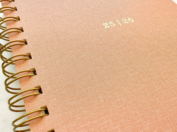 12-Month Planner, Peach Bookcloth
