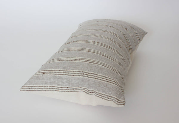 Neutral Striped Lumbar Pillow Cover, Beige Pillow | Landyn