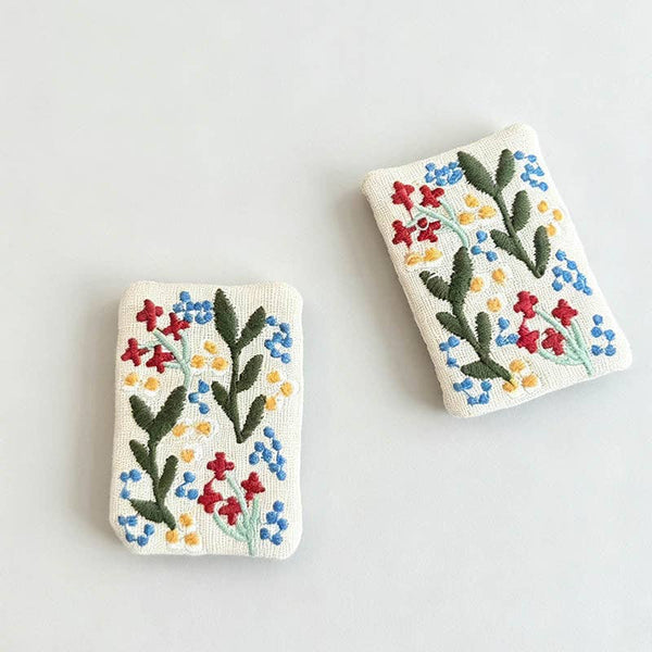 Embroidered Floral Bird Brooch Pin