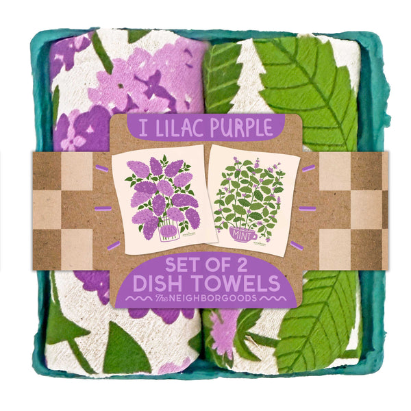 I LILAC PURPLE (Mint, Lilac) - Tea Towel Set of 2