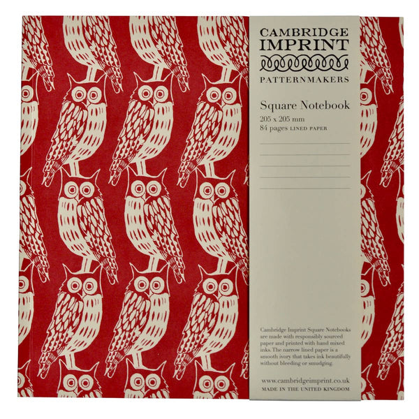Square Notebook with Lined Paper Owls