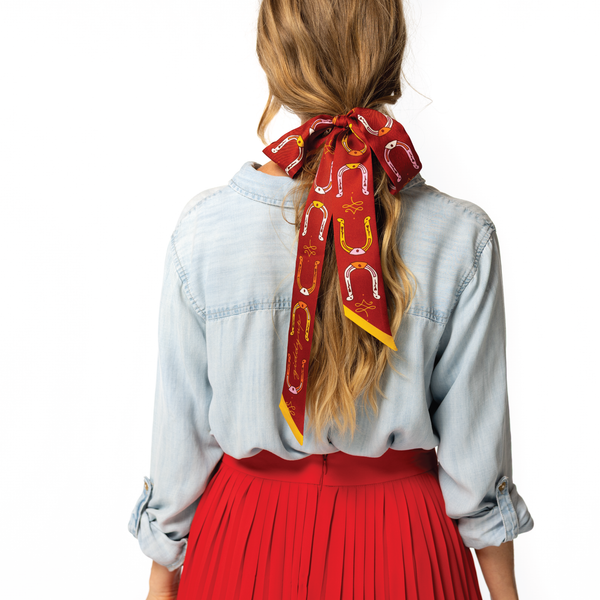 Silk Twilly Scarf - “Giddy Up”- Neck & Hair Scarf