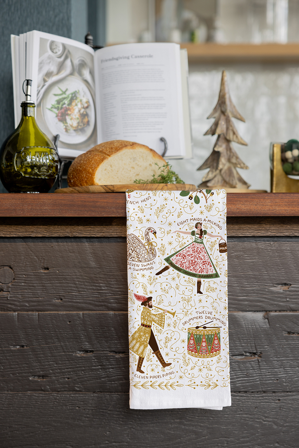 12 Days of Christmas Tea Towel – Classic Holiday Decor