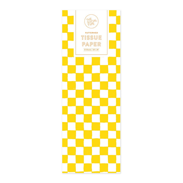 Yellow Checker Tissue Paper