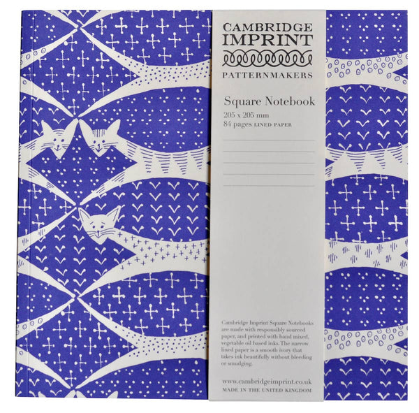 Square Notebook with Lined Paper in Cats Periwinkle Blue