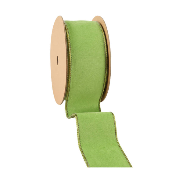 2 1/2" Reversible Classic Velvet Wired Ribbon | Lime/Shimmer Lime | 10 Yard Roll