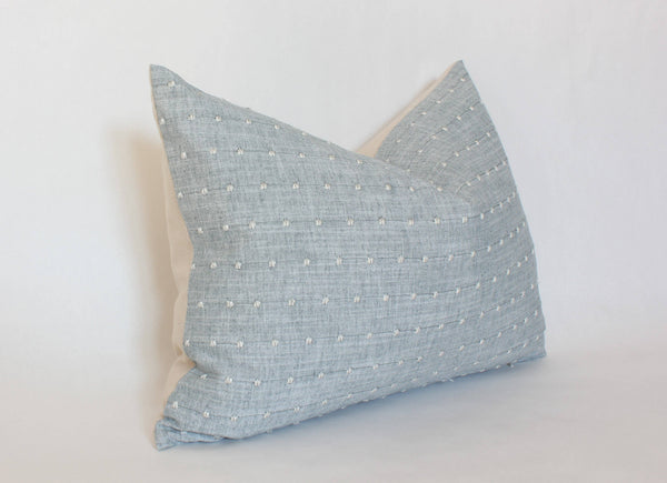 Designer Light Blue Pillow Cover, Blue Dot Textured Pillow