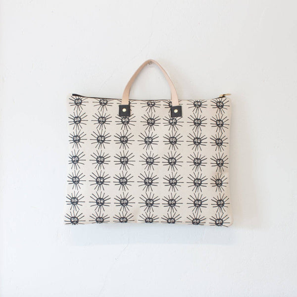 WORN BLACK HAPPY SAD SUN FOLDER BAG