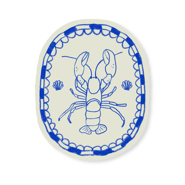 Coastal Lobster Sticker - Blue