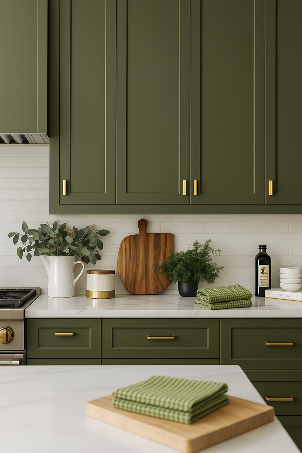 100% Organic Cotton Rustic Waffle Tea/Hand Towel - Lt Olive