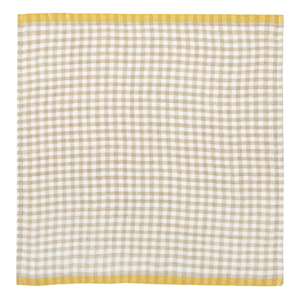 Two-Tone Gingham Napkins Natural & Dijon- set of 2