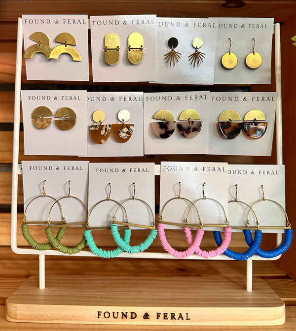 Found and Feral Branded Earring Display