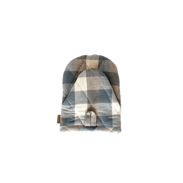 Oven Glove Short- Double Check - Blue Haze