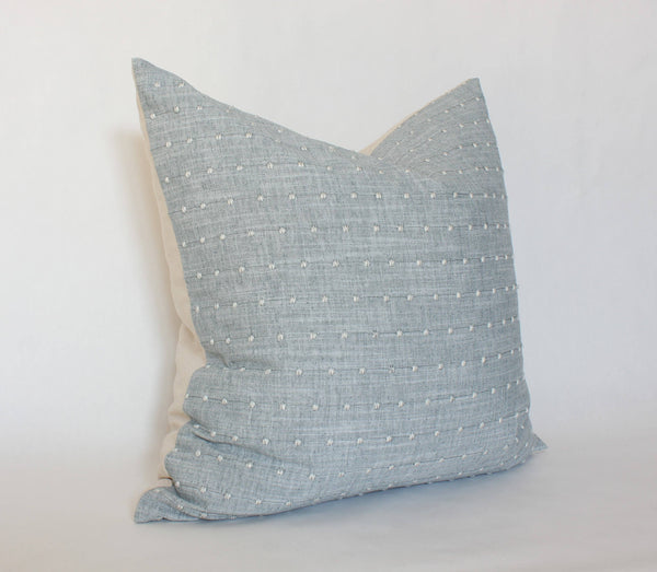 Designer Light Blue Pillow Cover, Blue Dot Textured Pillow
