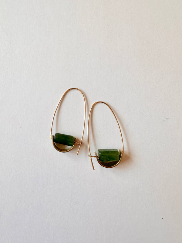 Belen Minimalist Gemstone Earring - Canadian Jade