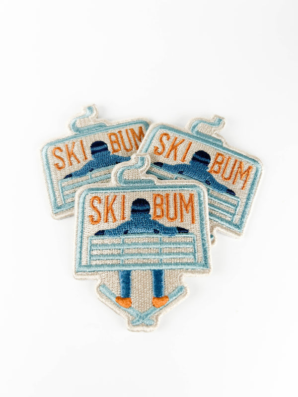 Ski Bum Embroidered Patch Skiing Iron On for Jacket Hat Tote