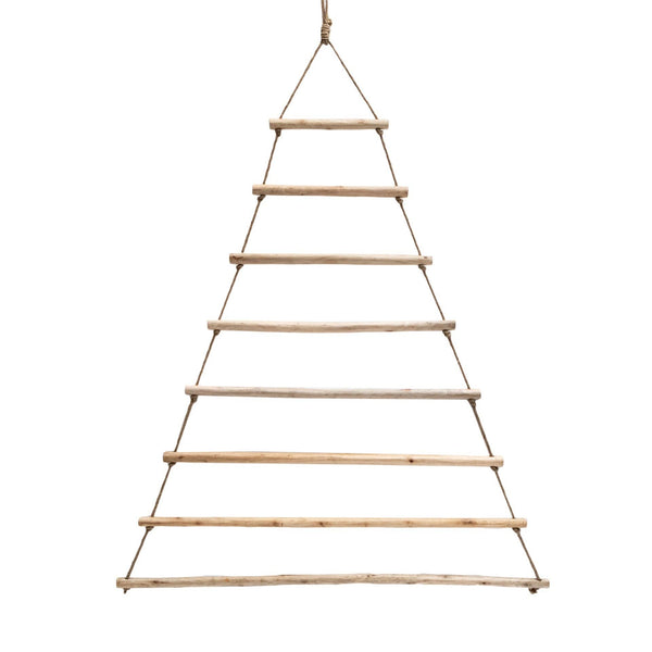 Hanging Wood & Jute Tree Display