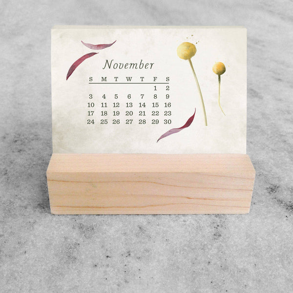 2026 Mini Desk Calendar, Dried Field Flowers