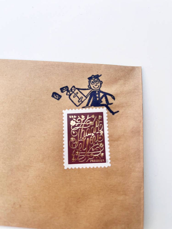 Mr Zip Sitting Rubber stamp cute snail mail pen pal gift