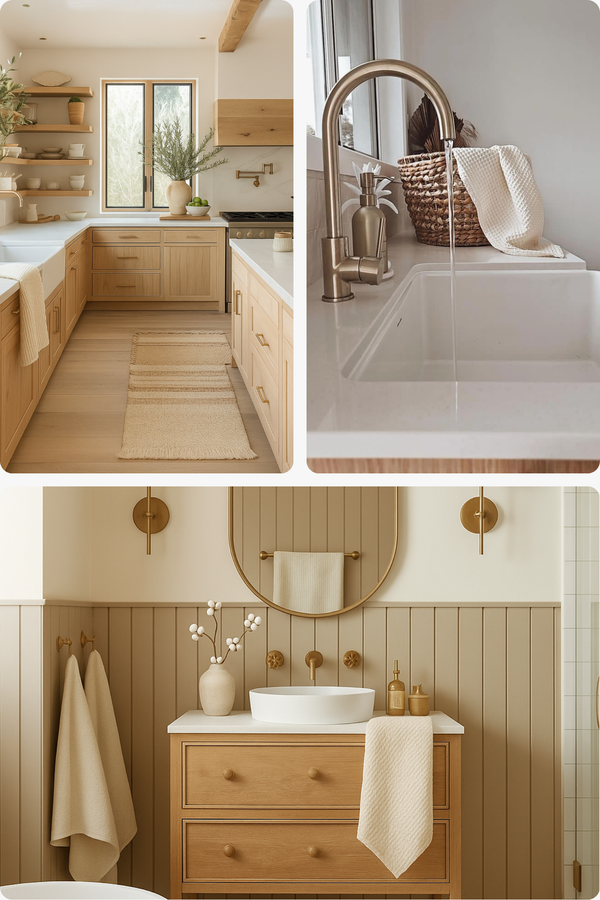 100% Organic Cotton Rustic Waffle Tea/Hand Towel - Cream