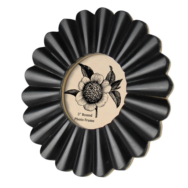 Scalloped Round Frame, Black - 3”
