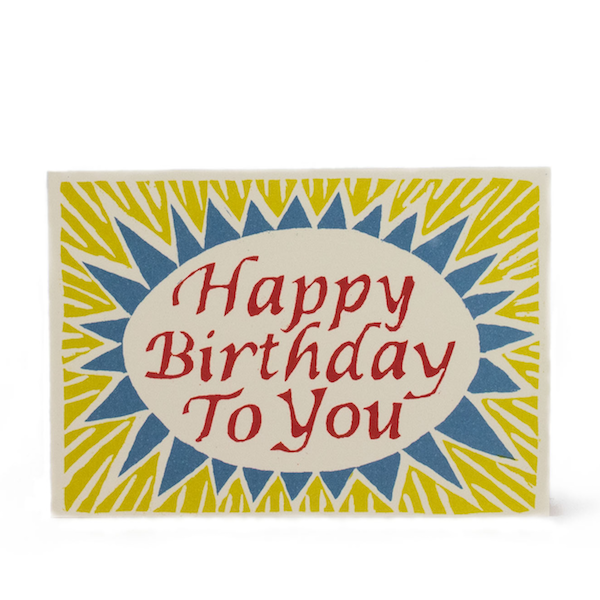 Card Happy Birthday To You Red, Yellow and Blue
