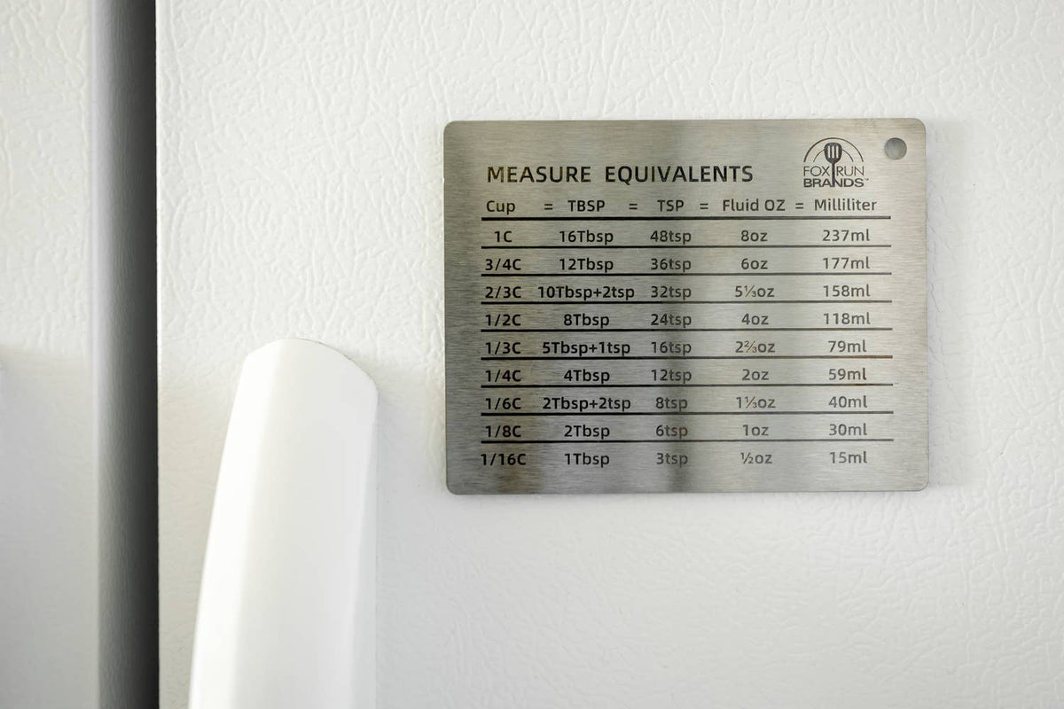 Fox Run Stainless Steel Conversion Chart Magnet, 4.3