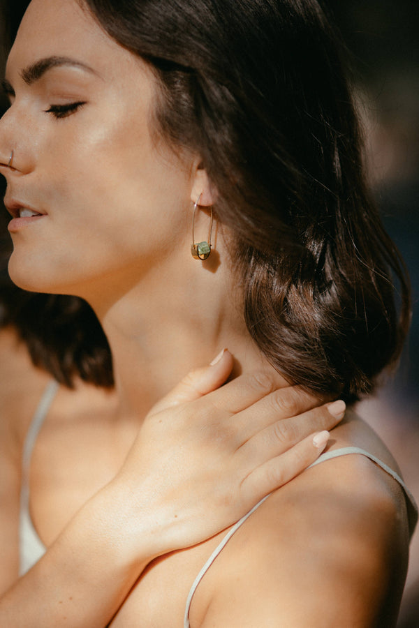 Belen Minimalist Gemstone Earring - Canadian Jade