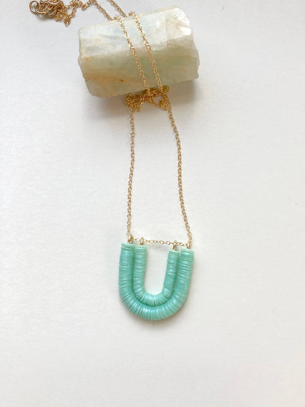 The Core Pendant - Colorful Double Arc on Gold Chain