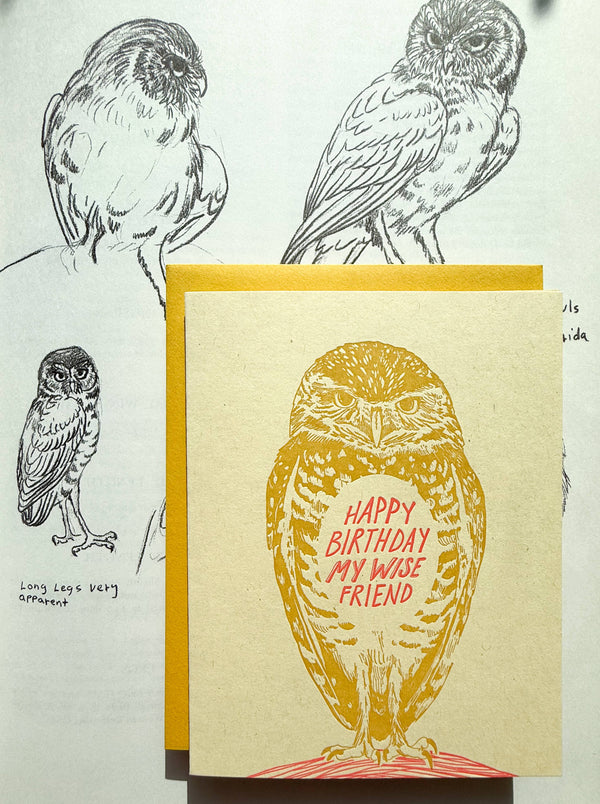 Happy birthday wise friend owl card