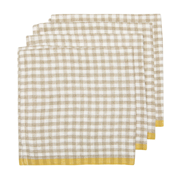 Two-Tone Gingham Napkins Natural & Dijon- set of 2