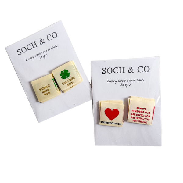 Lucky clover sew in labels / tags