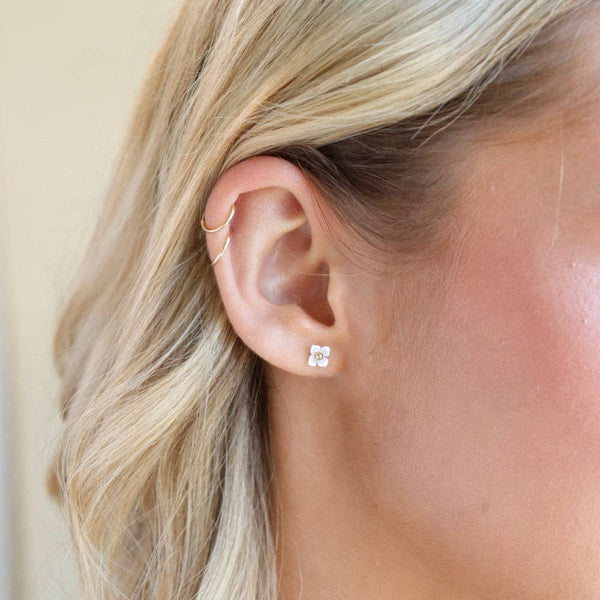 Mother of Pearl Flower Studs -  Gold Fill/ Sterling Silver