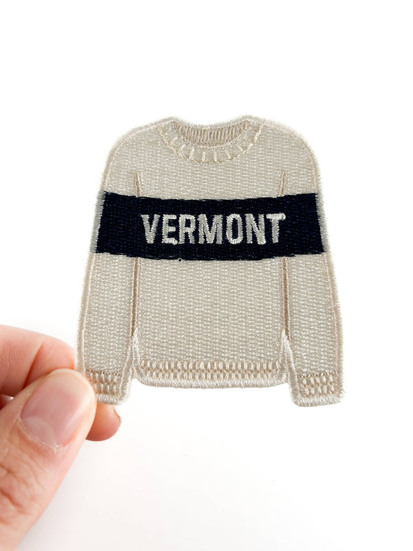 Vermont Sweater Embroidered Patch Ski Town Iron On Patch
