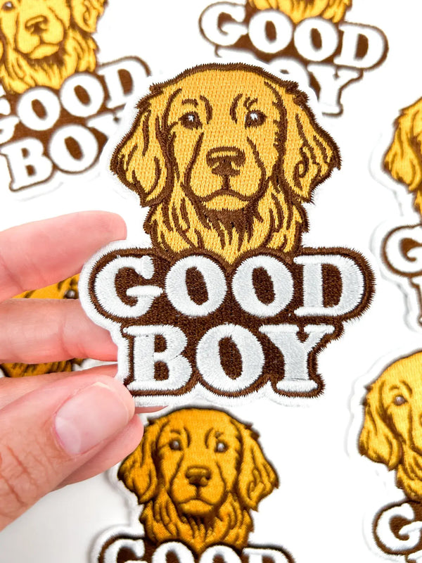 Good Boy Patch – Golden Retriever Embroidered Iron On Patch