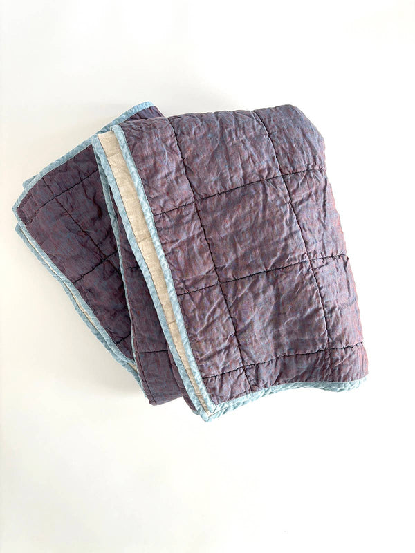 Simple Lines Amethyst/Sand throw with Blue Topaz binding