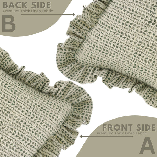 Designer Block Thick Linen Frill Pillow Cover- Ratanbel