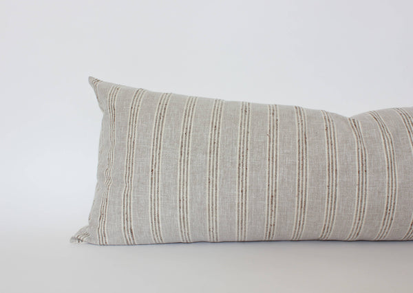 Neutral Striped Lumbar Pillow Cover, Beige Pillow | Landyn