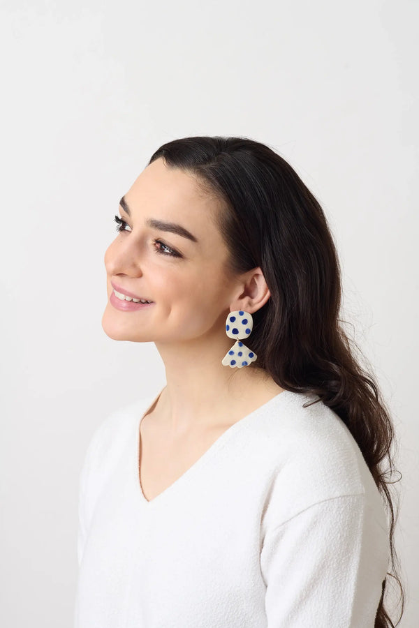 Twist and Shout Earrings - Blue Dot