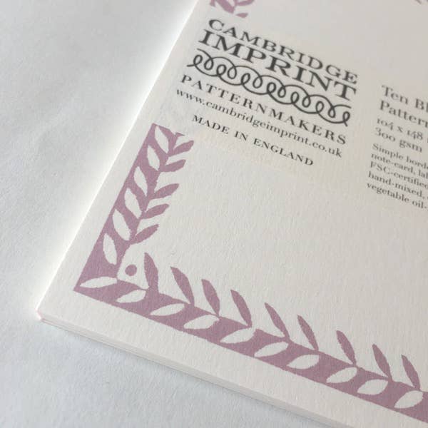 10 Postcards with Patterned Border in Cupboard Pink