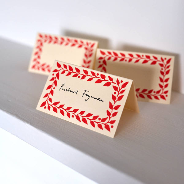 Pack of Twelve Tomato Place Cards
