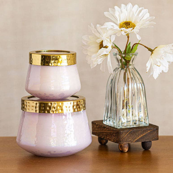 Petite Watercolor Pressed Floral Candle - Blackberry Coconut