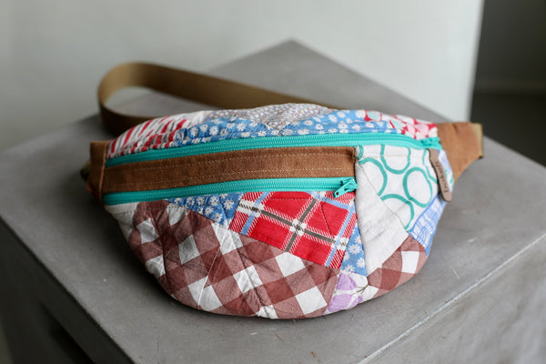 Handmade Quilted Fanny Pack - turquoise