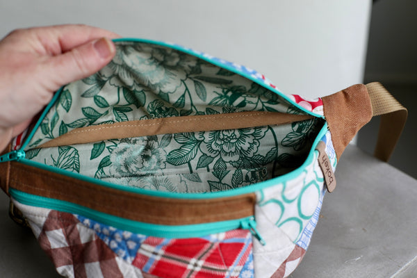 Handmade Quilted Fanny Pack - turquoise