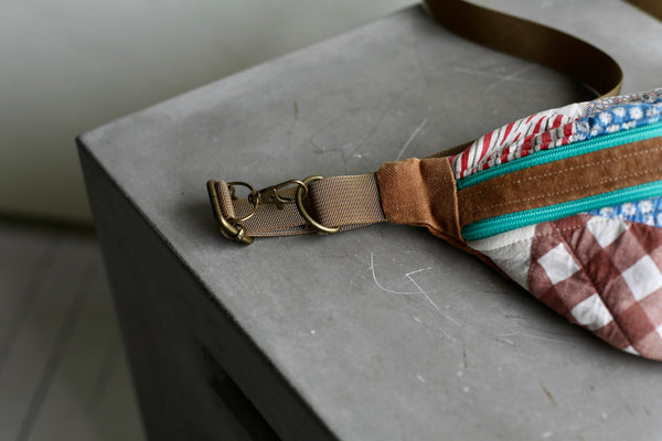 Handmade Quilted Fanny Pack - turquoise